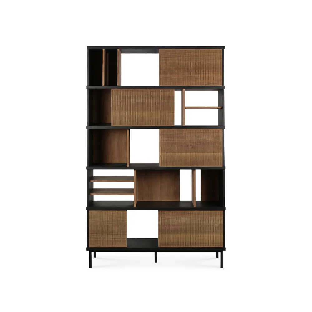 Oscar Rack shelf, Teak-Black 5 doors 120x40 cm Ethnicraft