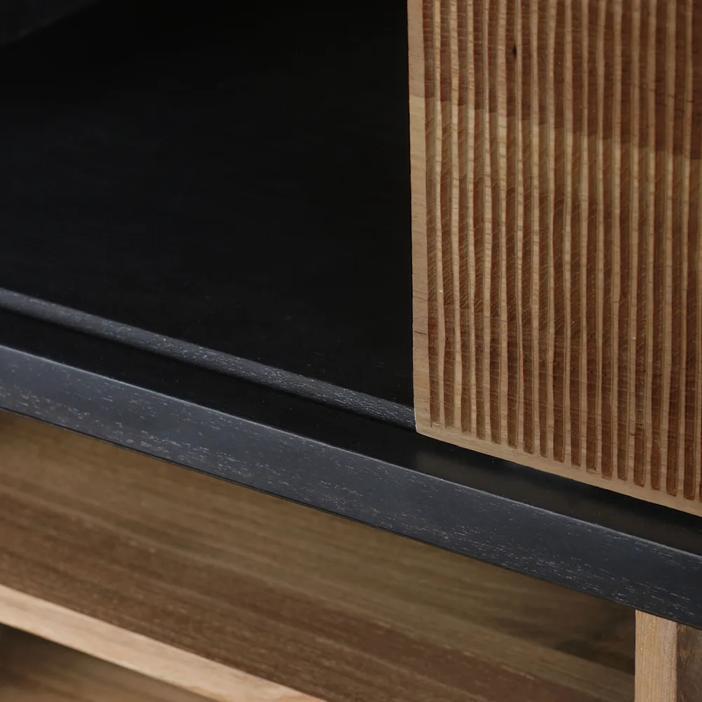 Oscar Rack shelf, Teak-Black 5 doors 120x40 cm Ethnicraft