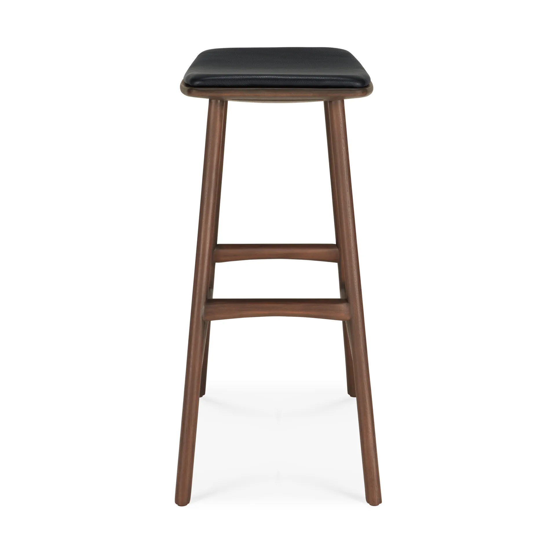 Osso bar stool, Teak-black leather, 65 cm Ethnicraft