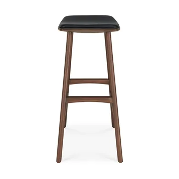 Osso bar stool - Teak-black leather, 65 cm - Ethnicraft