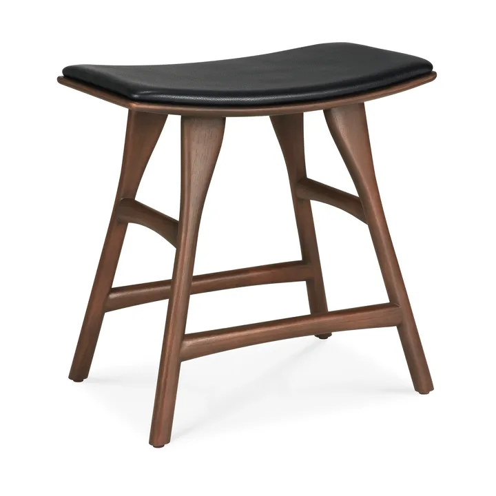 Osso stool - Teak-black leather - Ethnicraft