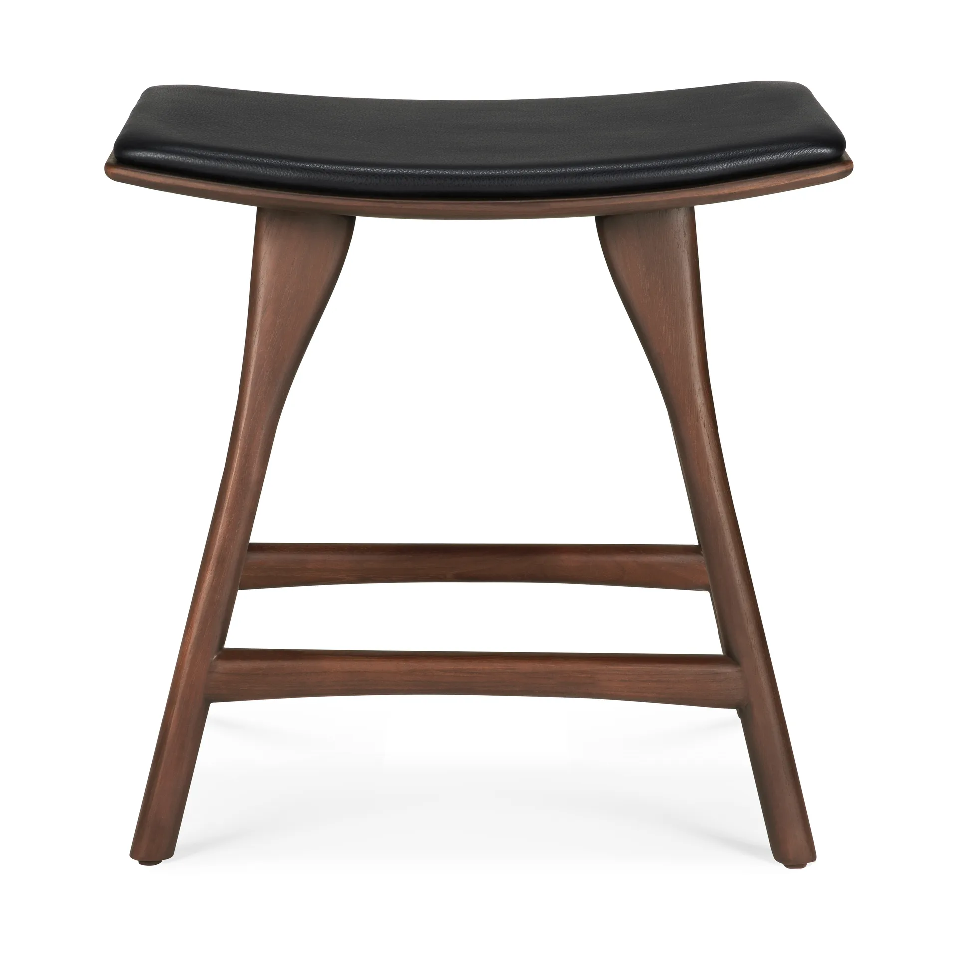 Osso stool, Teak-black leather Ethnicraft