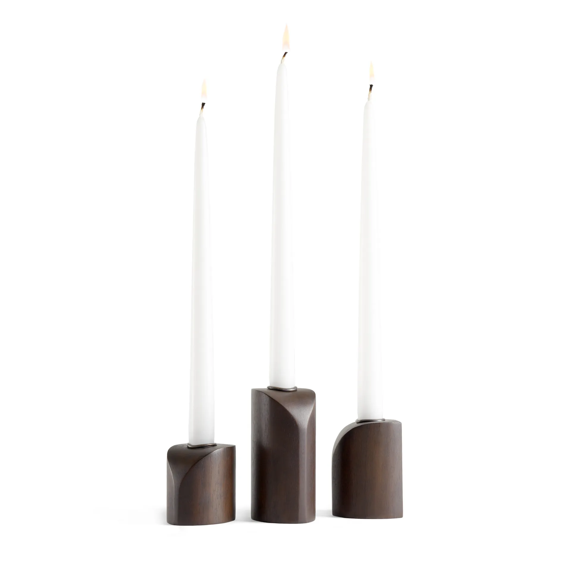 PI candle holder 3 parts, Dark brown stained mahogany Ethnicraft