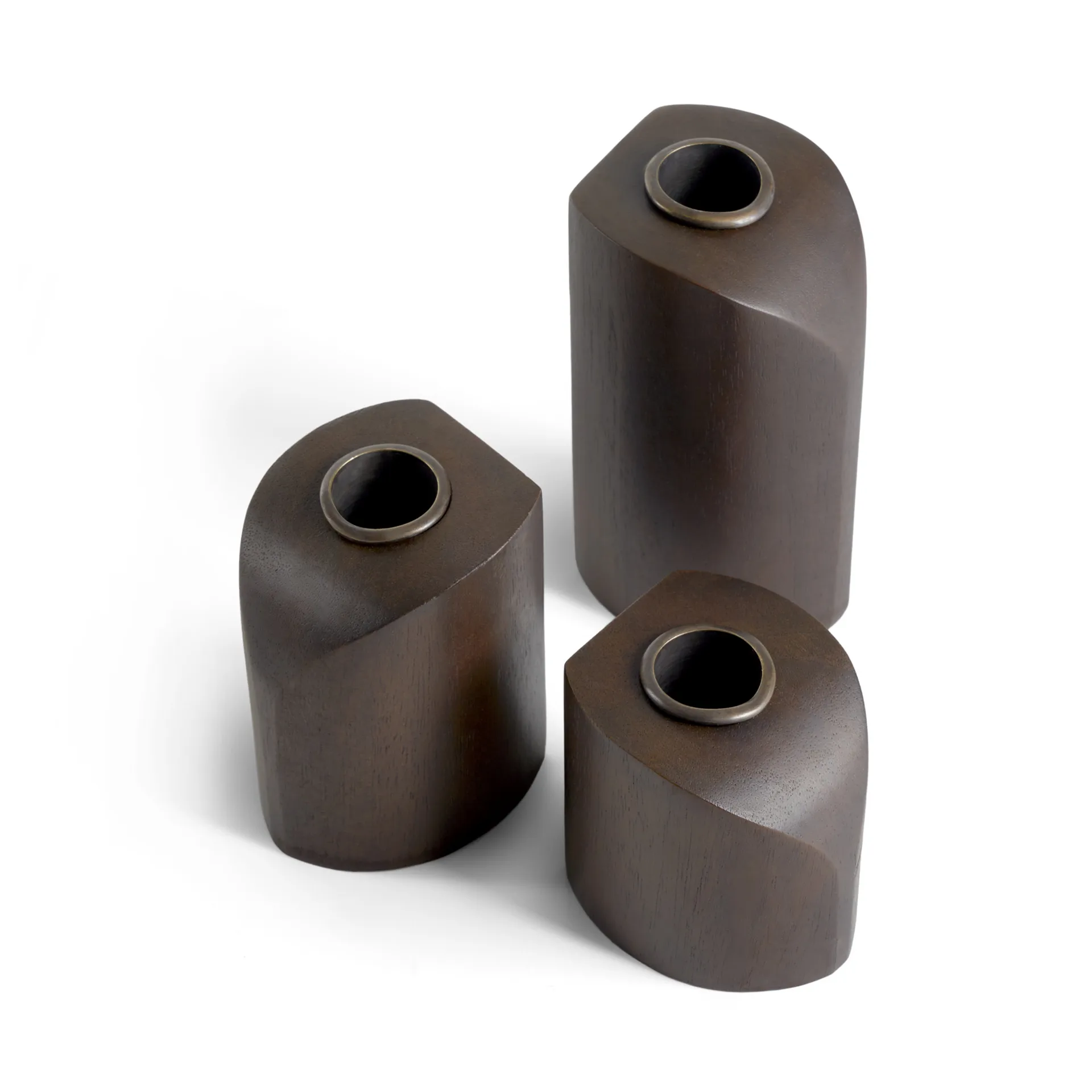 PI candle holder 3 parts, Dark brown stained mahogany Ethnicraft