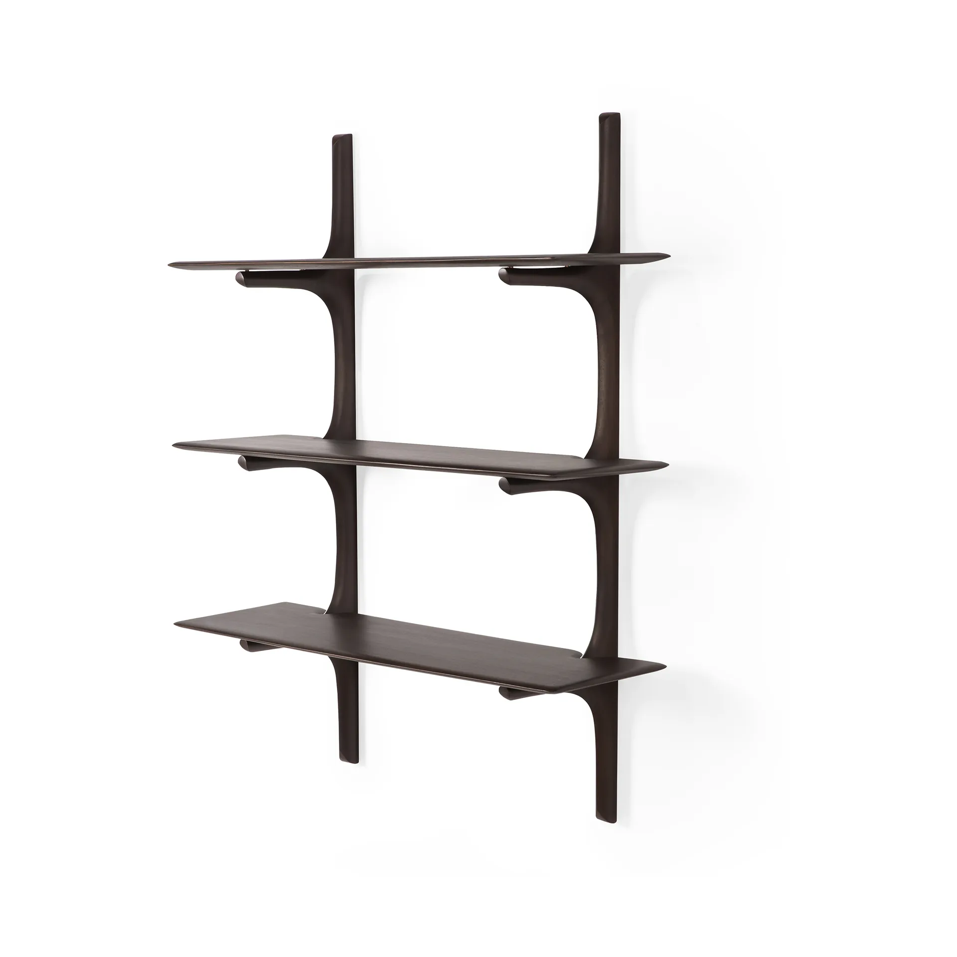 PI wall shelf, Lacquered mahogany-3 shelves-dark brown Ethnicraft