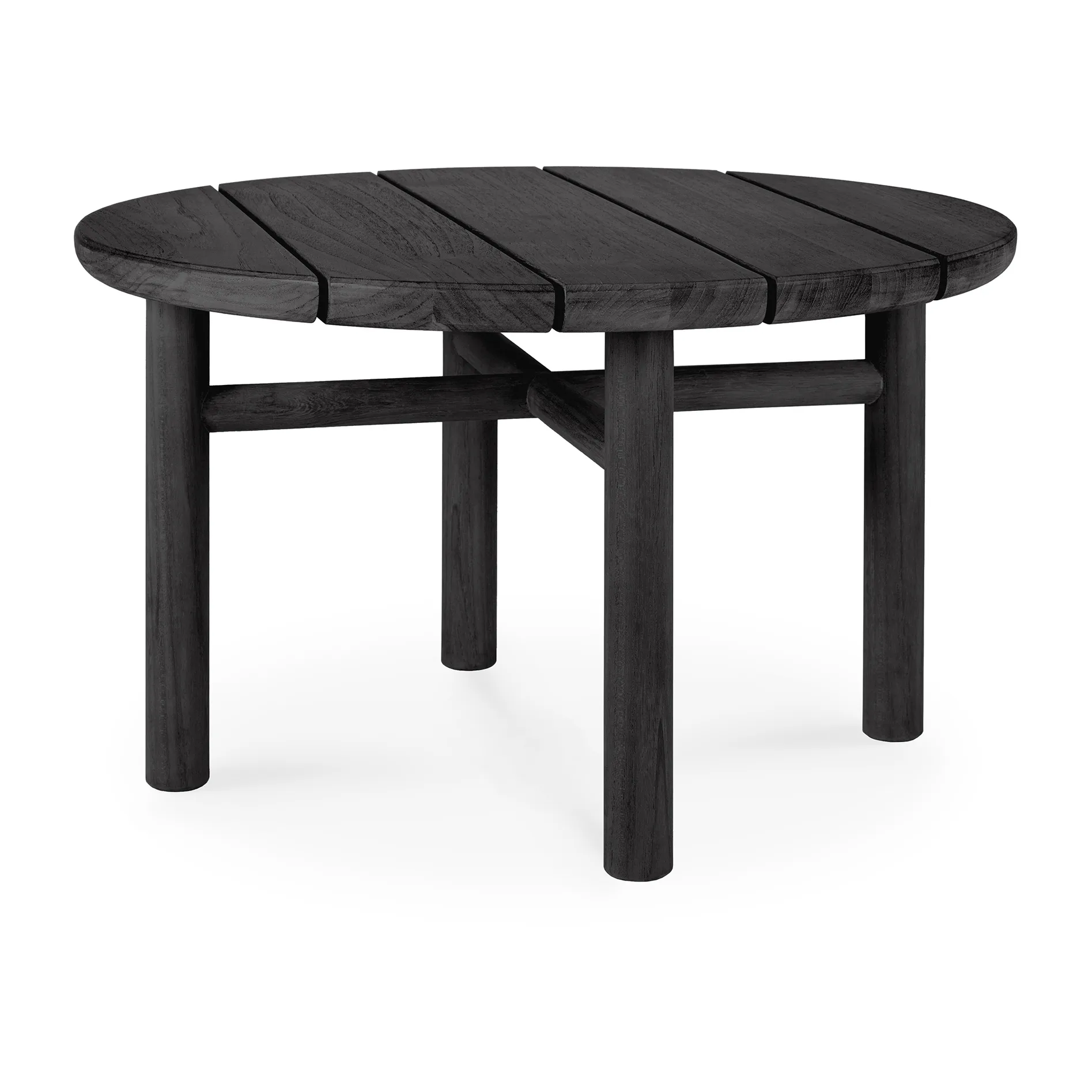 Quatro outdoor coffee table black stained teak, Ø59 cm → Ø59 cm Ethnicraft