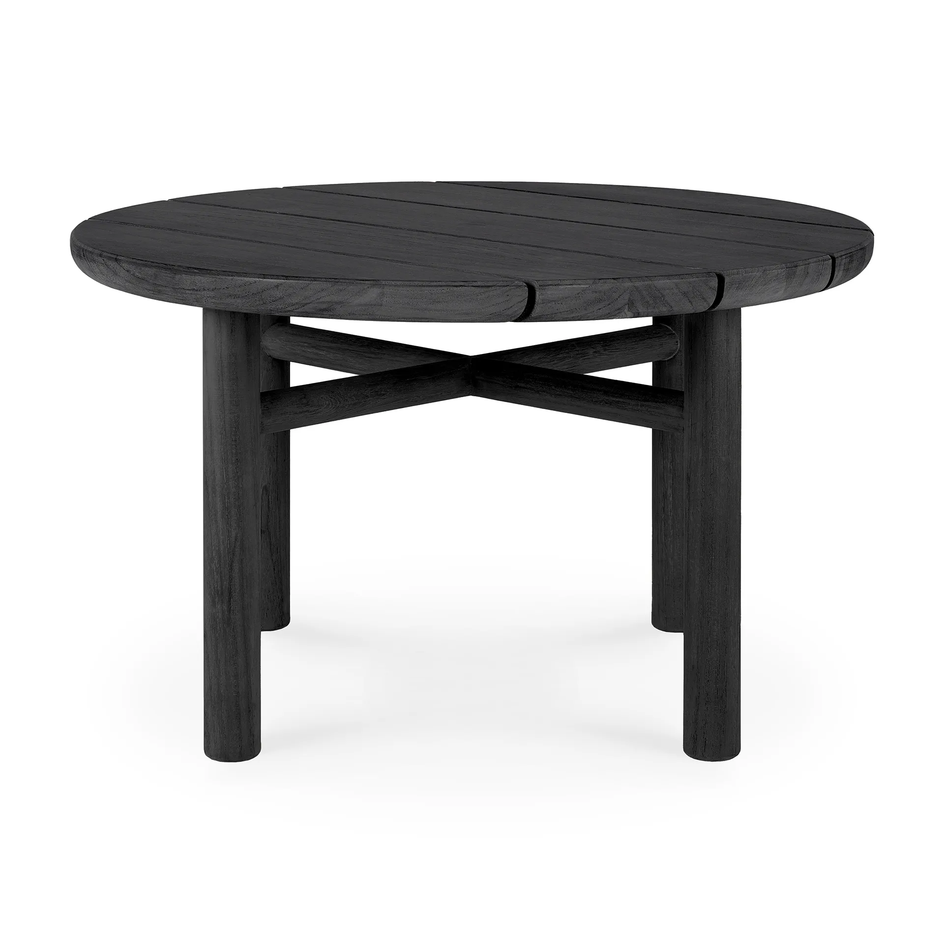 Quatro outdoor coffee table black stained teak, Ø59 cm → Ø59 cm Ethnicraft