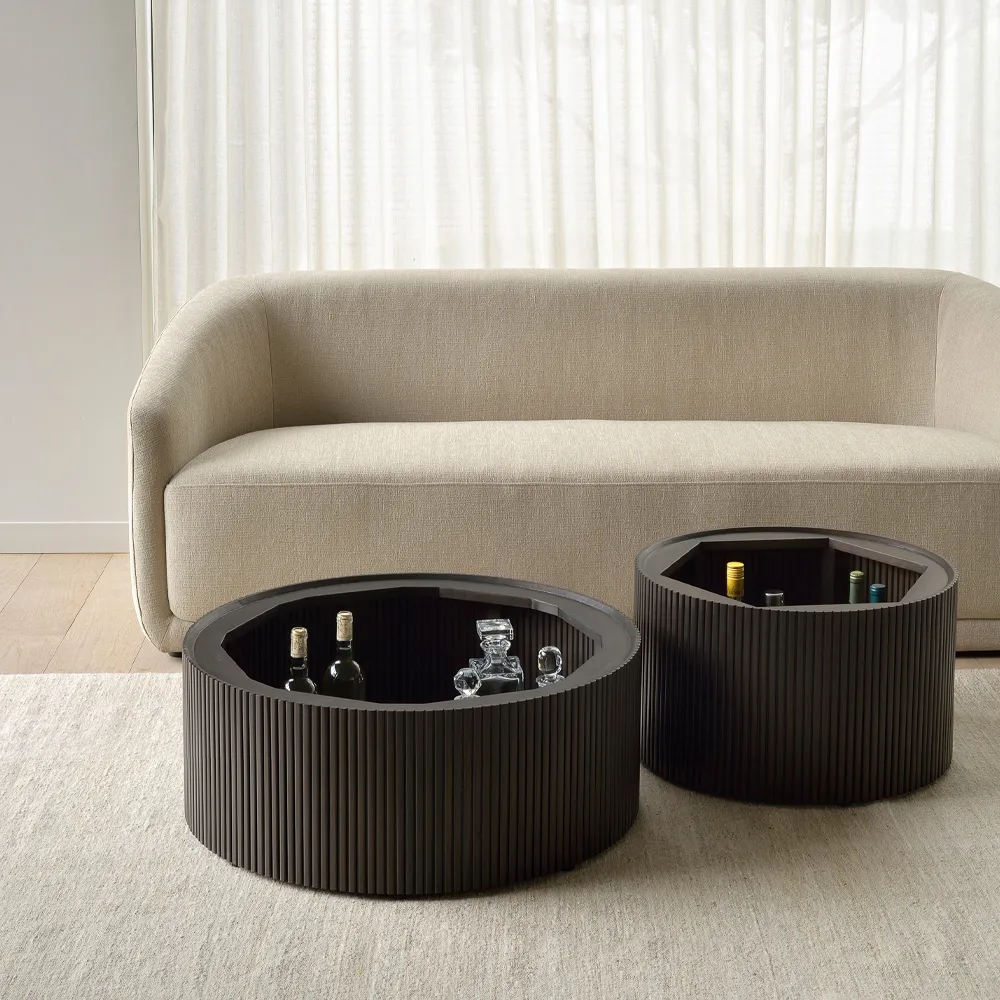 Roller Max round coffee table, Mahogany dark brown 80 cm Ethnicraft