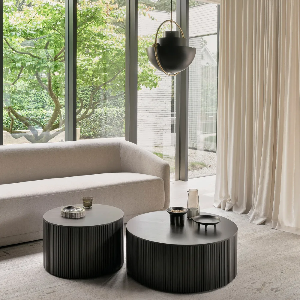 Roller Max round coffee table, Mahogany dark brown 80 cm Ethnicraft