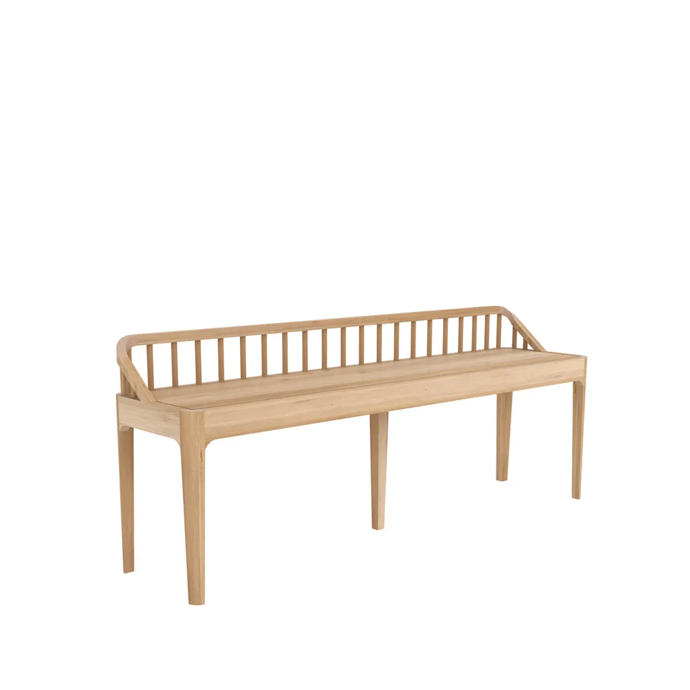 Spindle bench 60x150 cm, Oak with backrest Ethnicraft