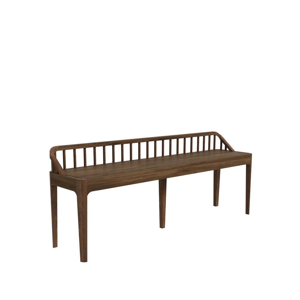 Spindle bench 60x150 cm, walnut, backrest Ethnicraft
