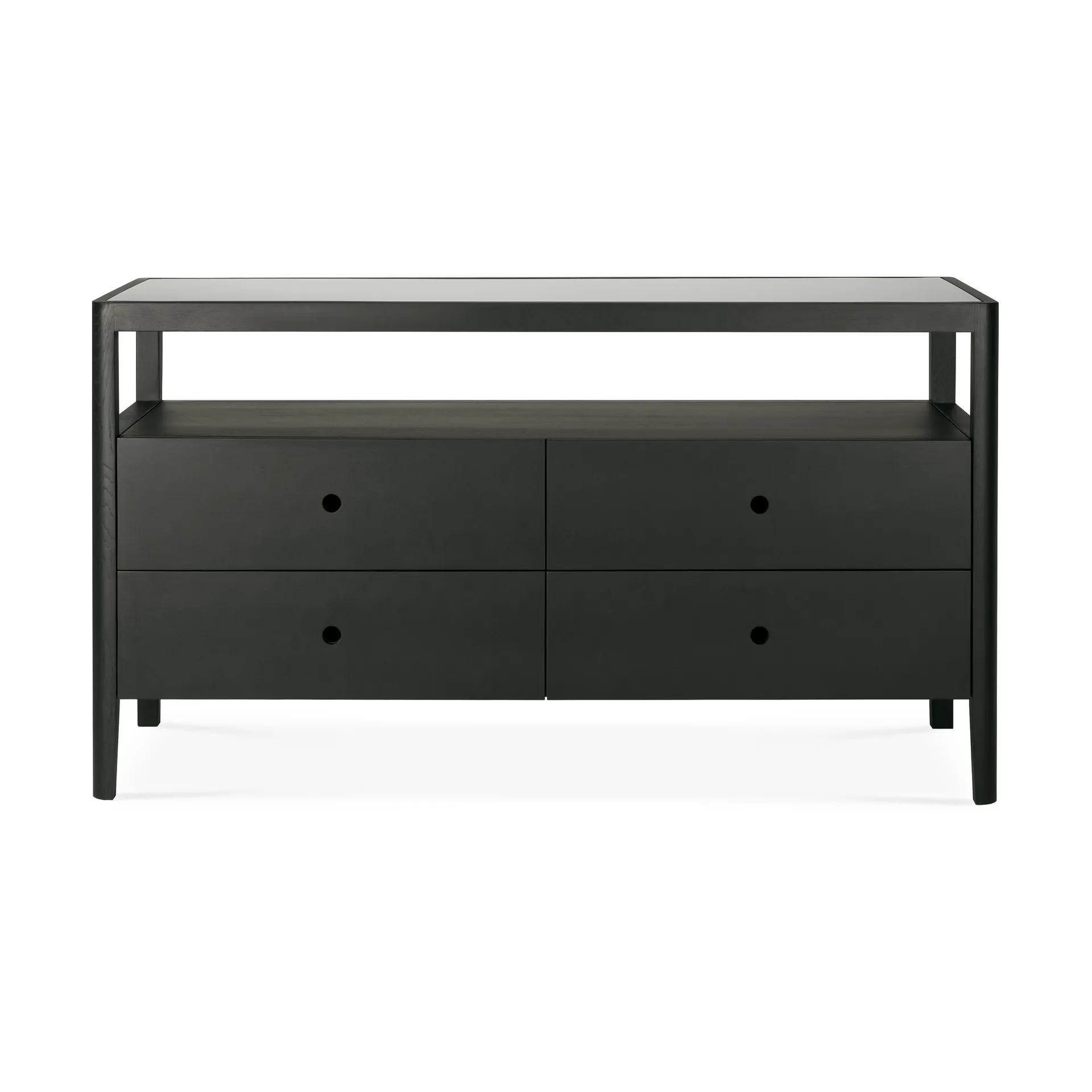Spindle dresser, Black lacquered oak, 4 drawers Ethnicraft