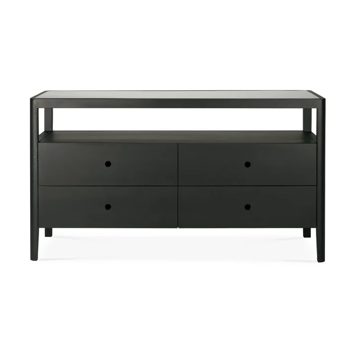 Spindle dresser - Black lacquered oak, 4 drawers - Ethnicraft