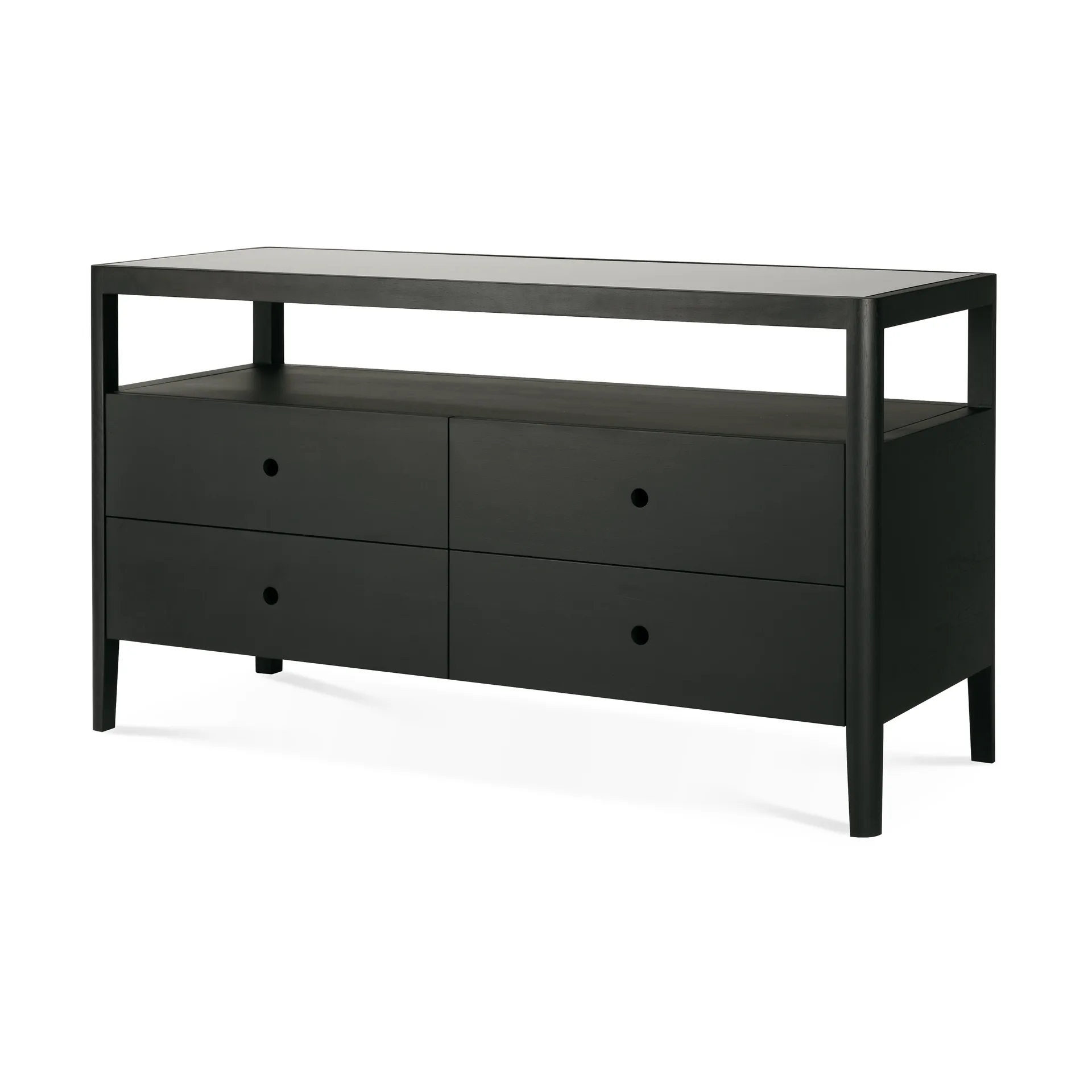 Spindle dresser, Black lacquered oak, 4 drawers Ethnicraft