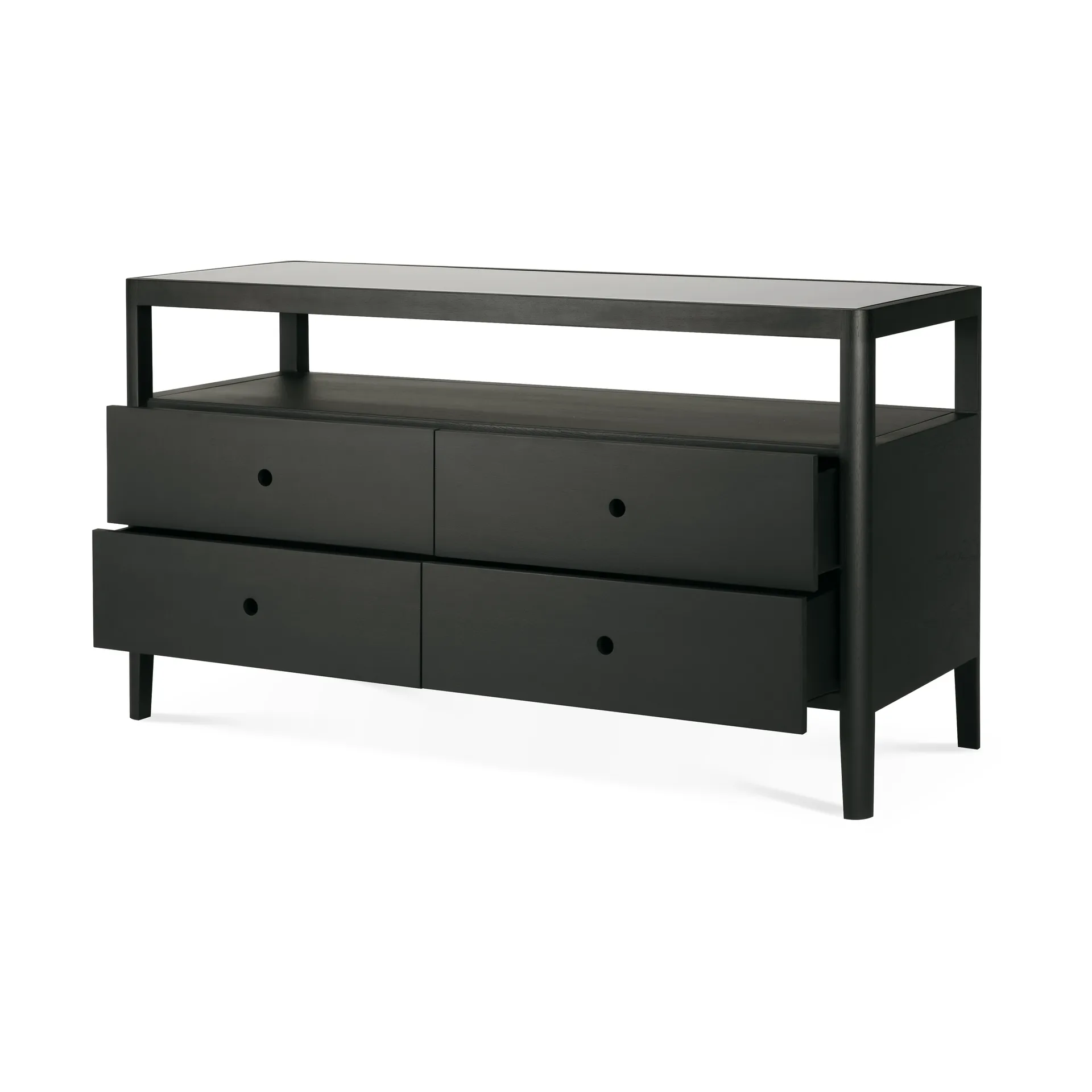 Spindle dresser, Black lacquered oak, 4 drawers Ethnicraft