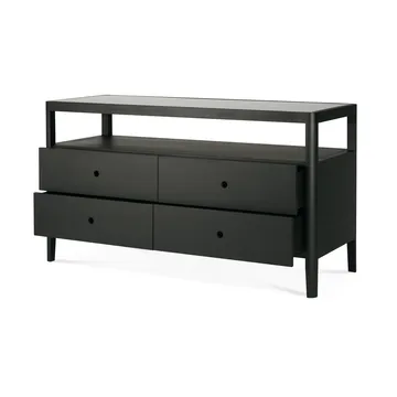 Spindle dresser - Black lacquered oak, 4 drawers - Ethnicraft