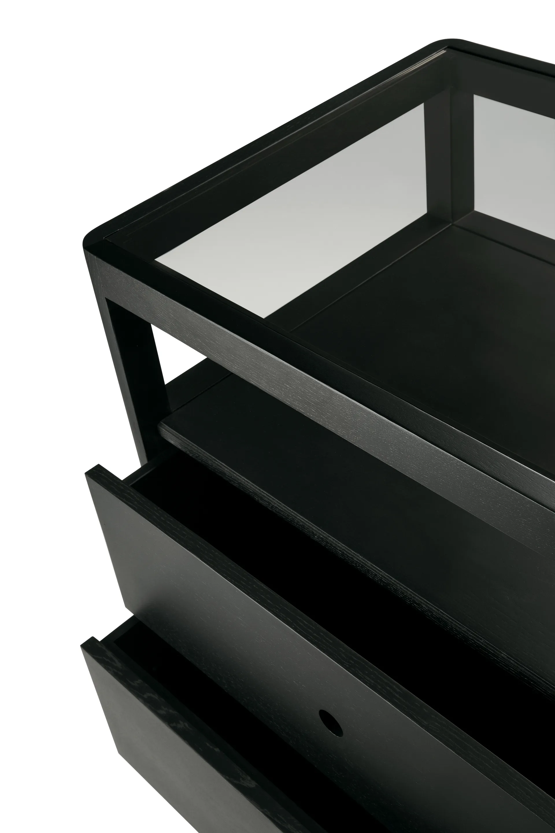 Spindle dresser, Black lacquered oak, 4 drawers Ethnicraft