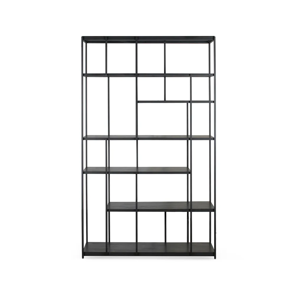 Studio Rack shelf 205x120 cm, Black teak without doors Ethnicraft