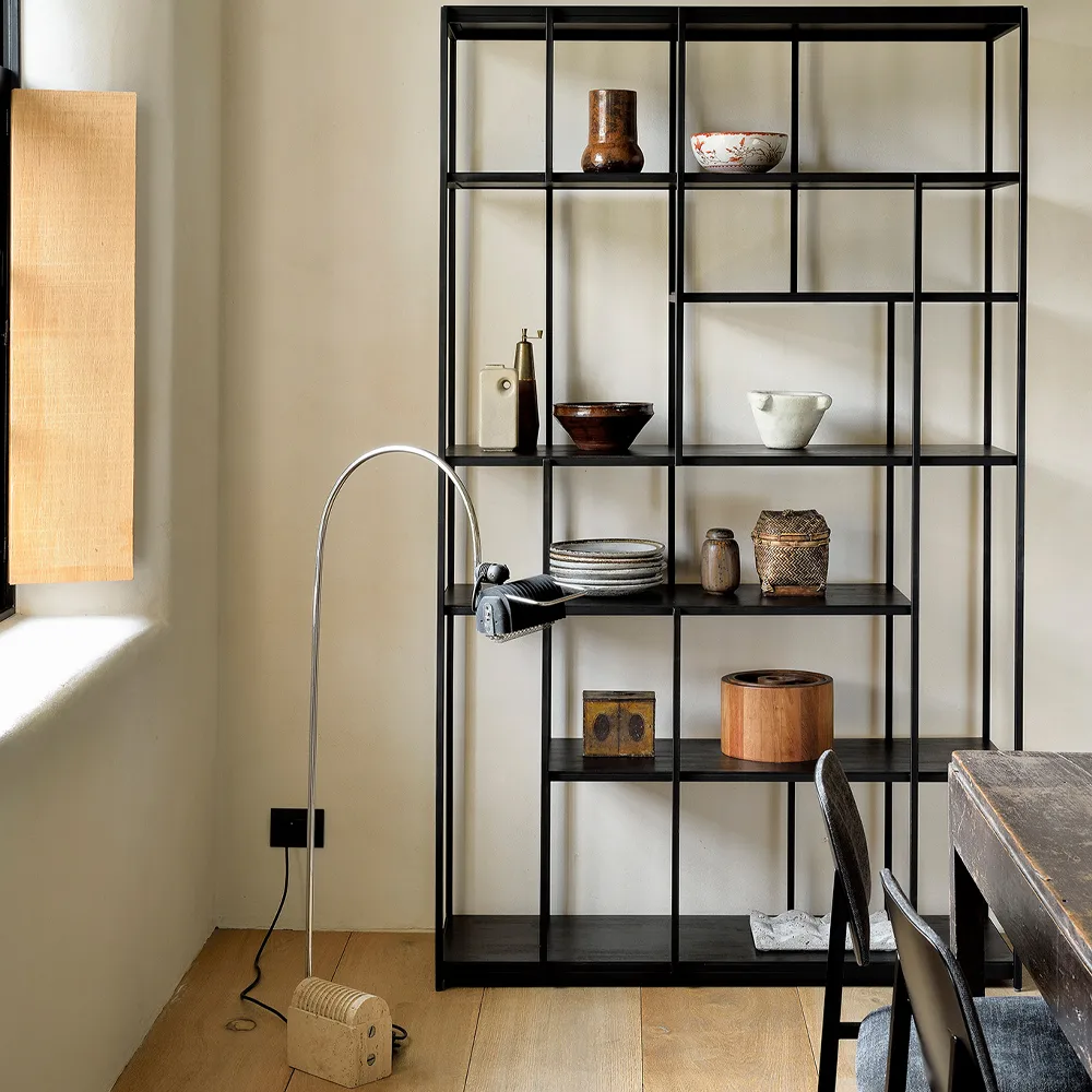 Studio Rack shelf 205x120 cm, Black teak without doors Ethnicraft