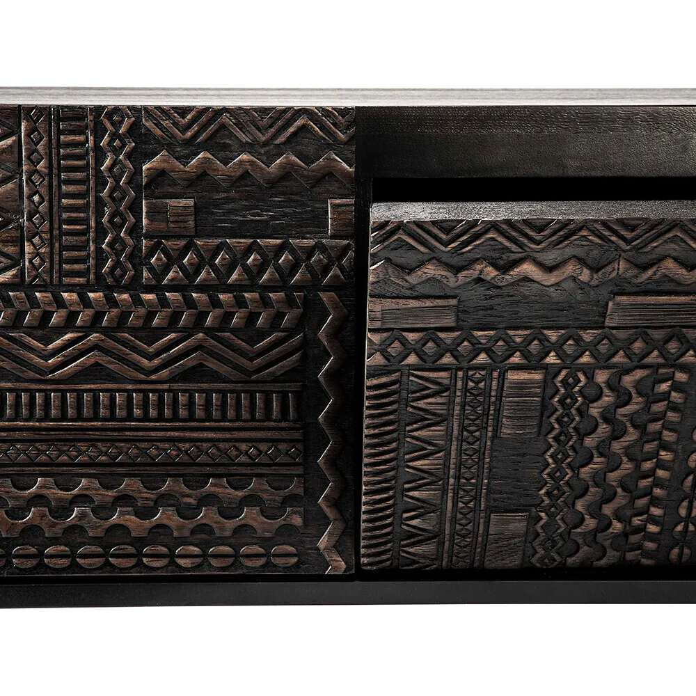 Tabwa media cabinet, Black teak 51x240 cm Ethnicraft
