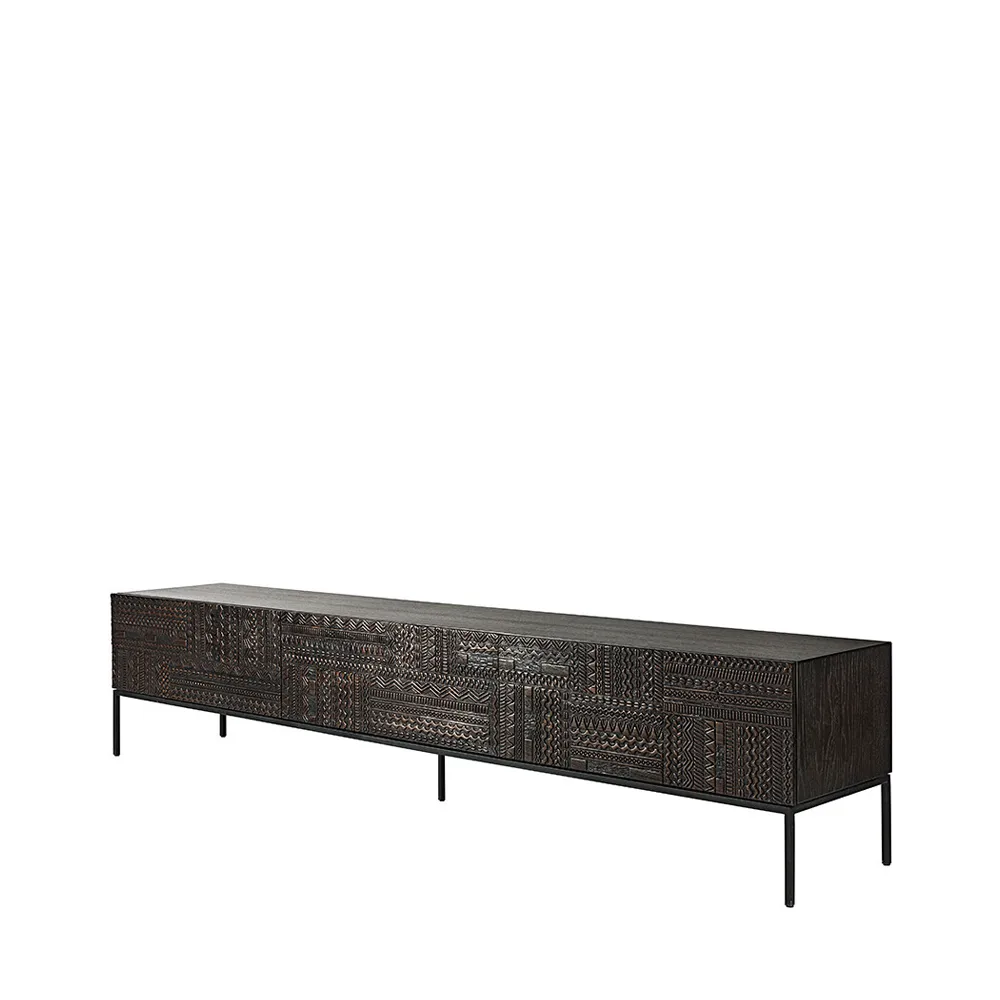 Tabwa media cabinet, Black teak 51x240 cm Ethnicraft
