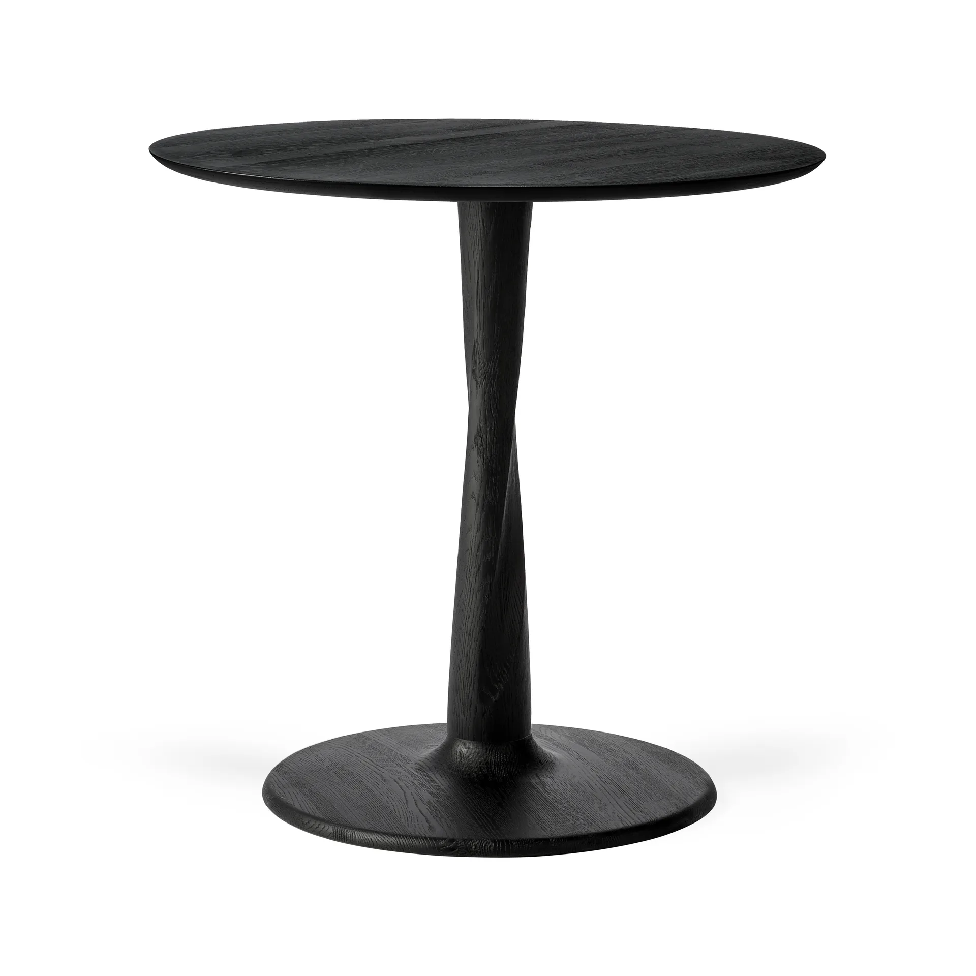 Torsion dining table, Black-lacquered oak, Ø70x69 cm Ethnicraft
