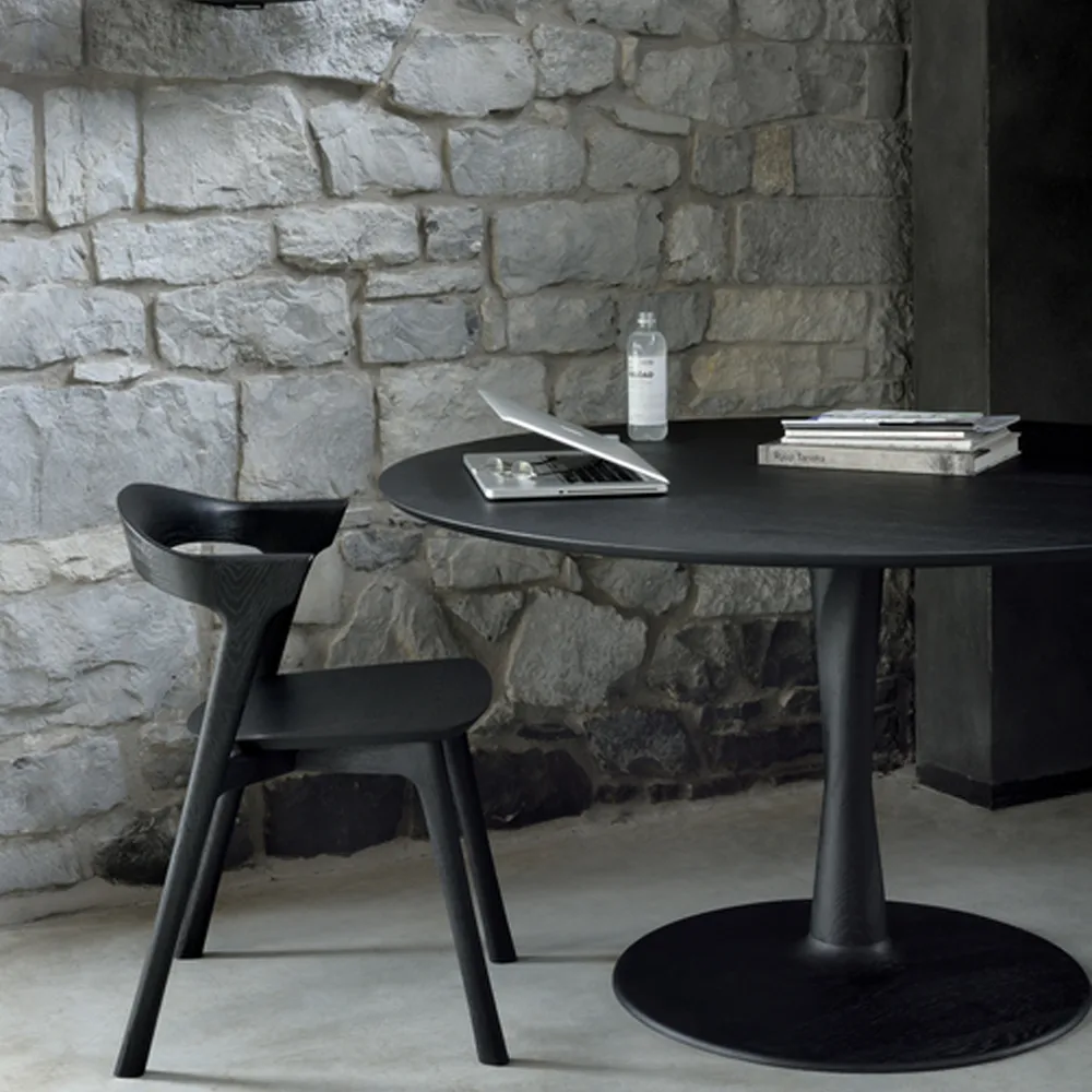 Torsion dining table, Black-stained oak, Ø70 cm Ethnicraft