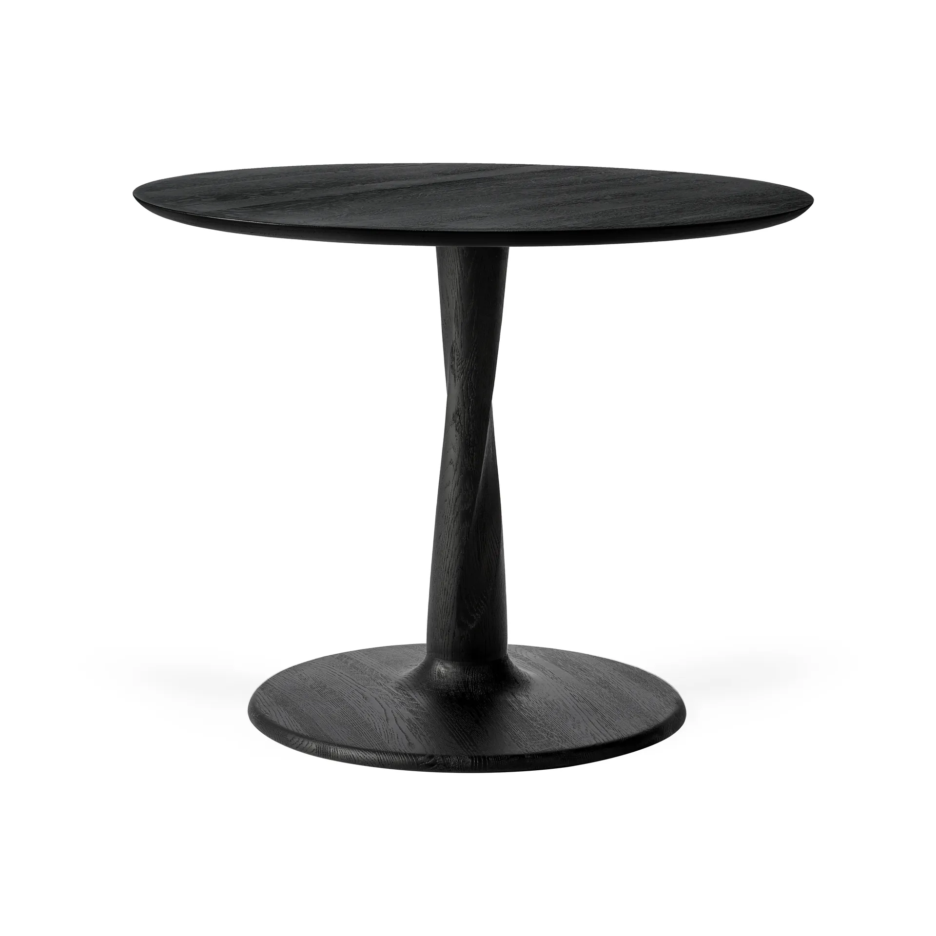 Torsion dining table, Black-stained oak, Ø90x69 cm Ethnicraft