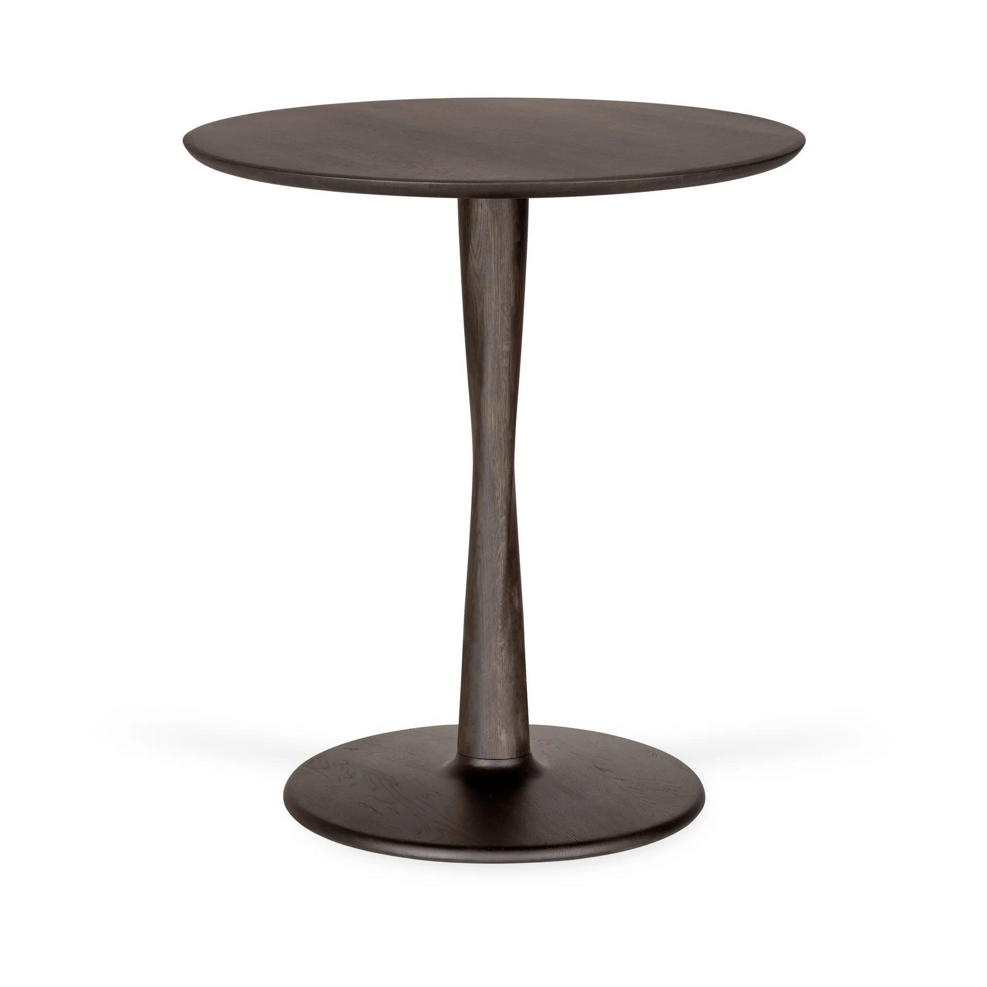 Torsion dining table, Brown-lacquered oak, Ø70 cm Ethnicraft