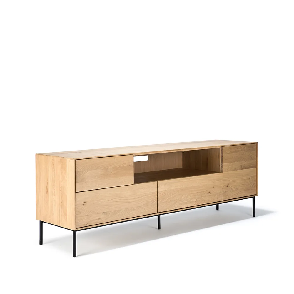 Whitebird media cabinet 180 cm, Oak wax oil-Black metal Ethnicraft