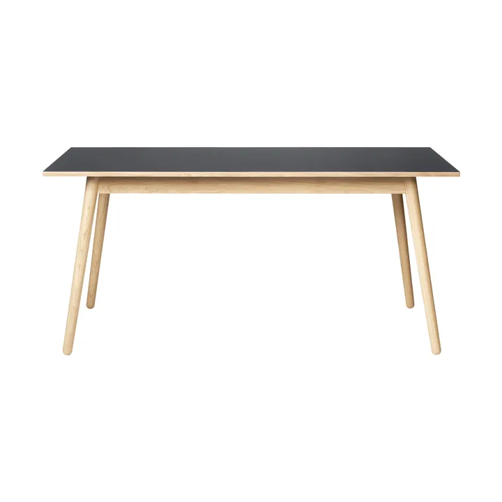 C35B dining table 82x160 cm - Black linoleum–oak natural water-based lacquer - FDB Møbler