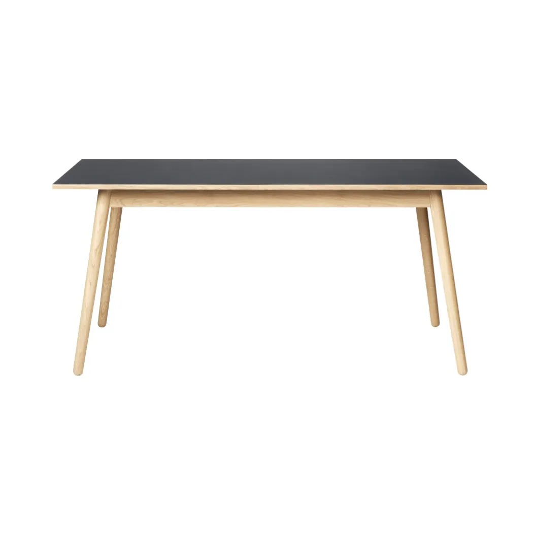 C35B dining table 82x160 cm, Dark grey-oak nature lacquered FDB Møbler