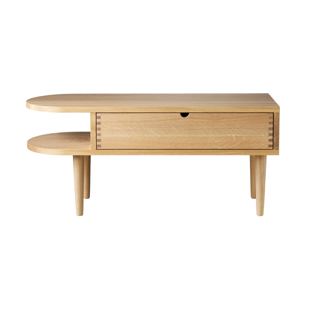 FDB Mobler F24 Radius bench Oak nature lacquered 35x90 cm