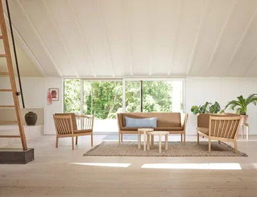 J149 sofa - Fabric black-lacquered oak, 3-seater - FDB Møbler