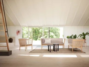 J149 sofa - Fabric green-lacquered oak, 3-seater - FDB Møbler
