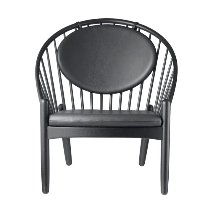 J166 Jørna chair - Oak black painted-black leather - FDB Møbler