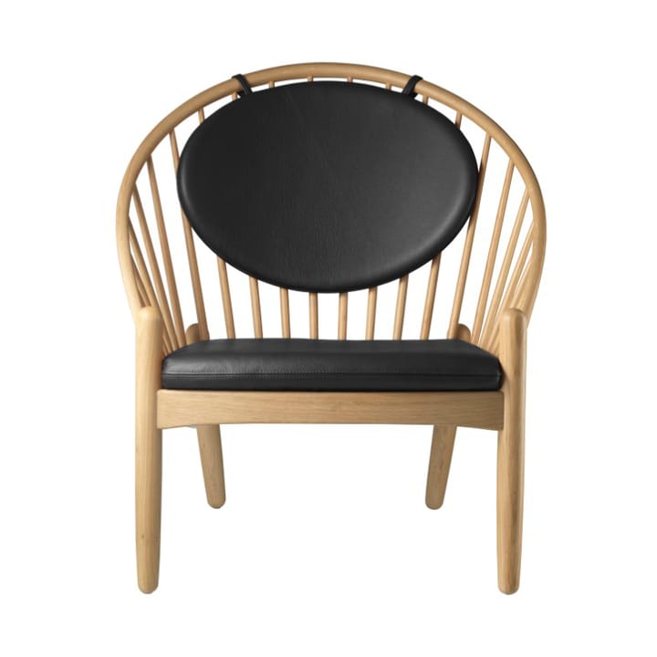 J166 Jørna chair - Oak nature lacquered-black leather - FDB Møbler