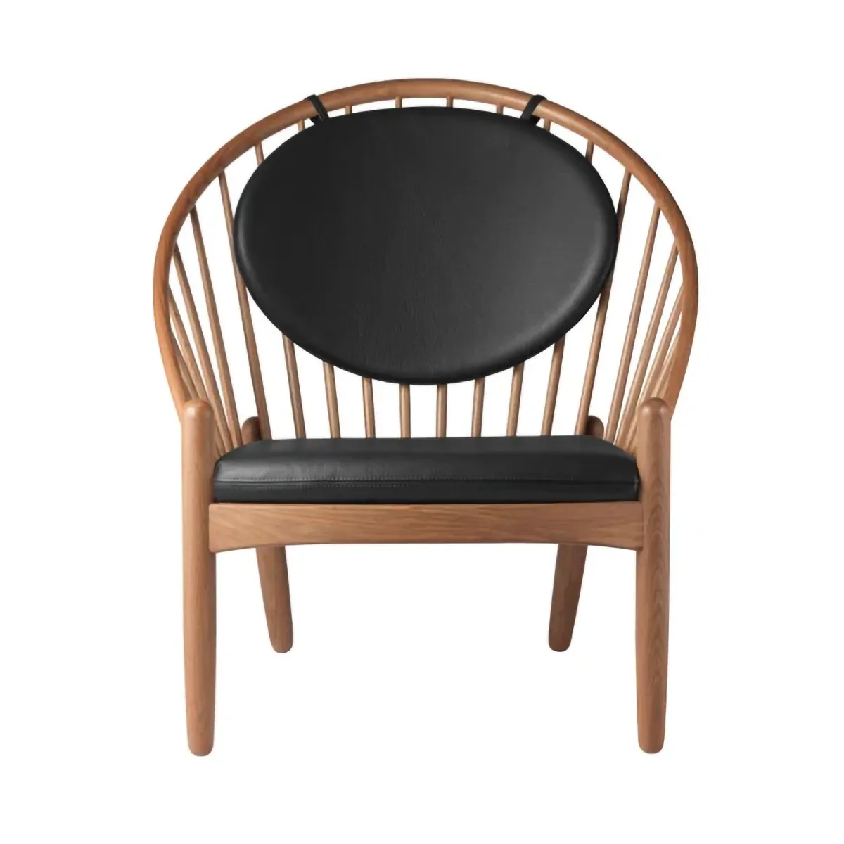 J166 Jørna chair, Smoked oak-black leather FDB Møbler