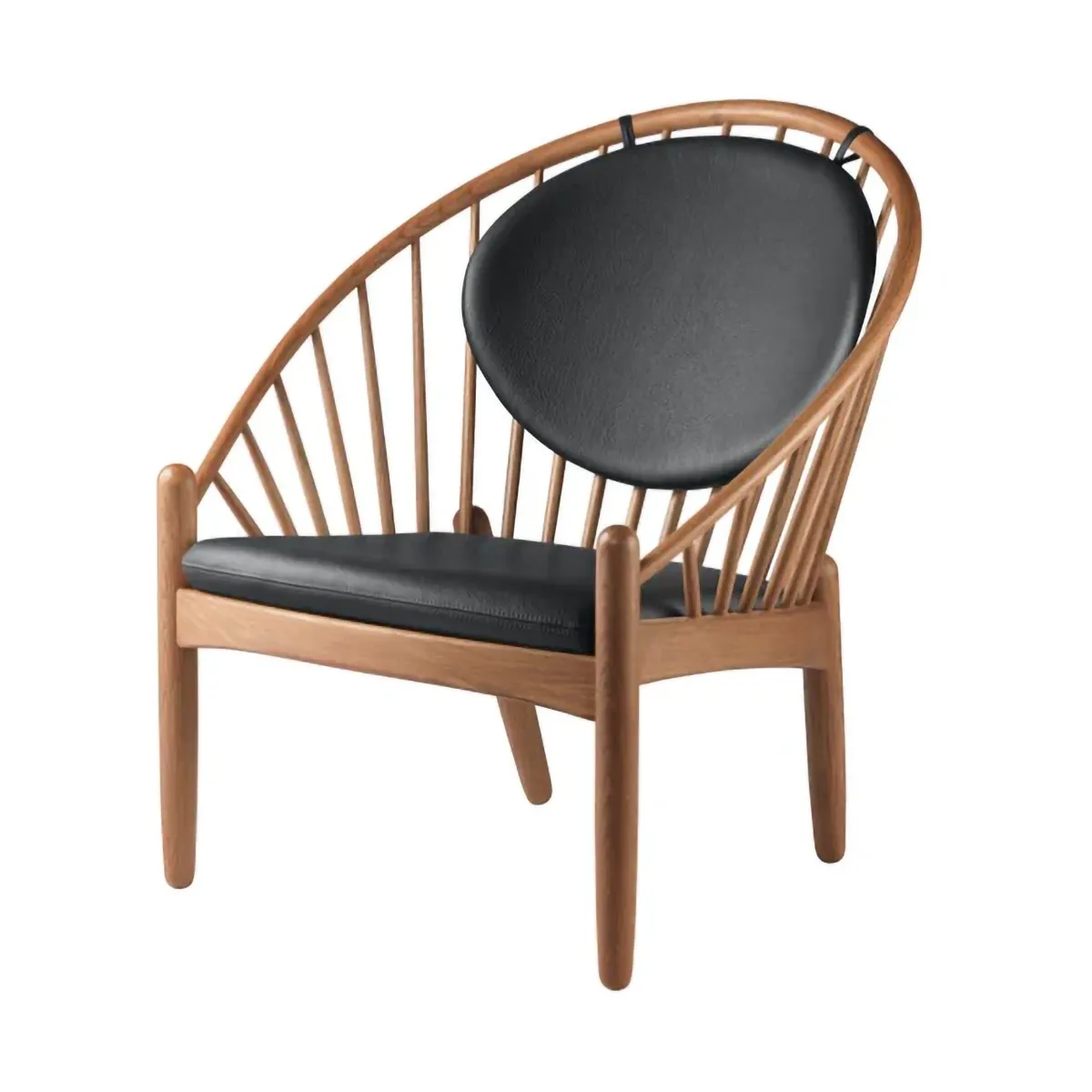 J166 Jørna chair, Smoked oak-black leather FDB Møbler