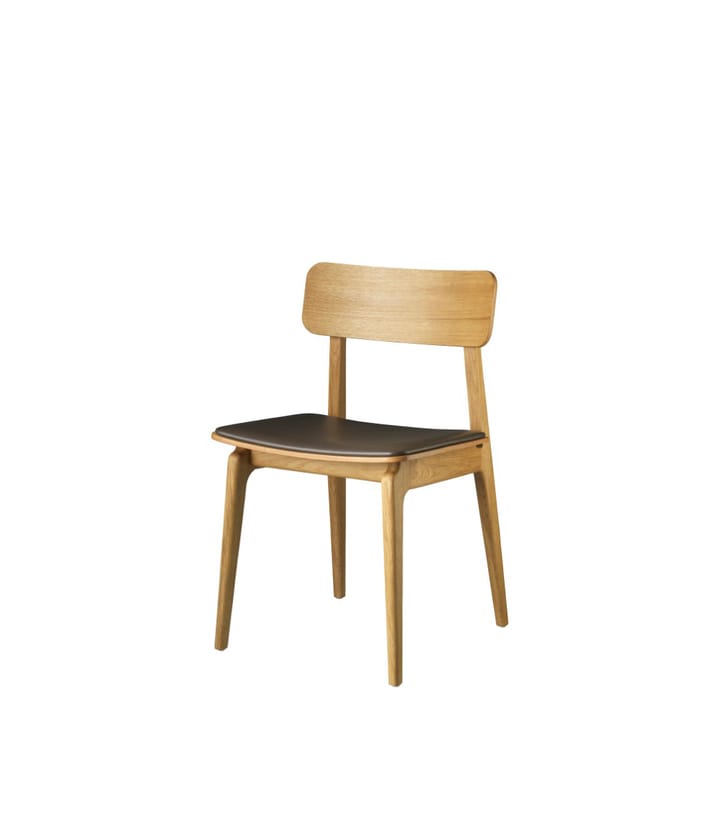 J175 Åstrup Chair - Leather brown-oak nature lacquered - FDB Møbler