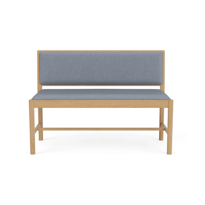 J176 Sønderborg bench - Lacquered oak-Ploegwool blue - FDB Møbler