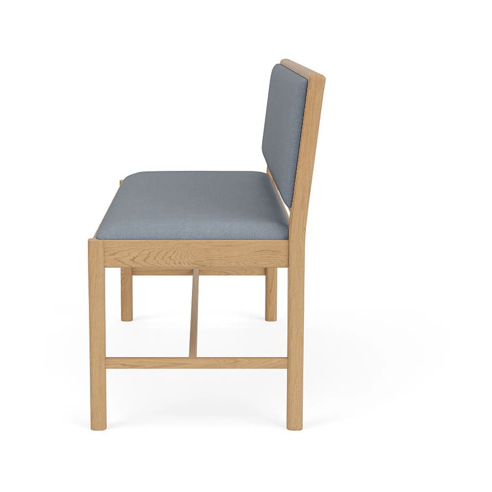 J176 Sønderborg bench, Lacquered oak-Ploegwool blue FDB Møbler