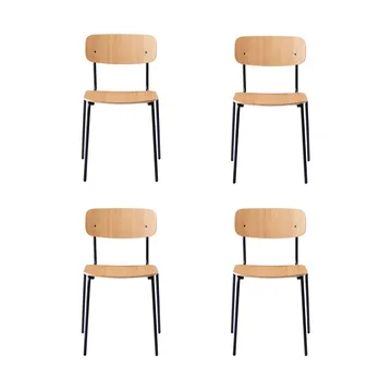 J182 Holmen chair  4-pack - Oak veneer-black legs - FDB Møbler