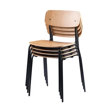 J182 Holmen chair  4-pack - Oak veneer-black legs - FDB Møbler