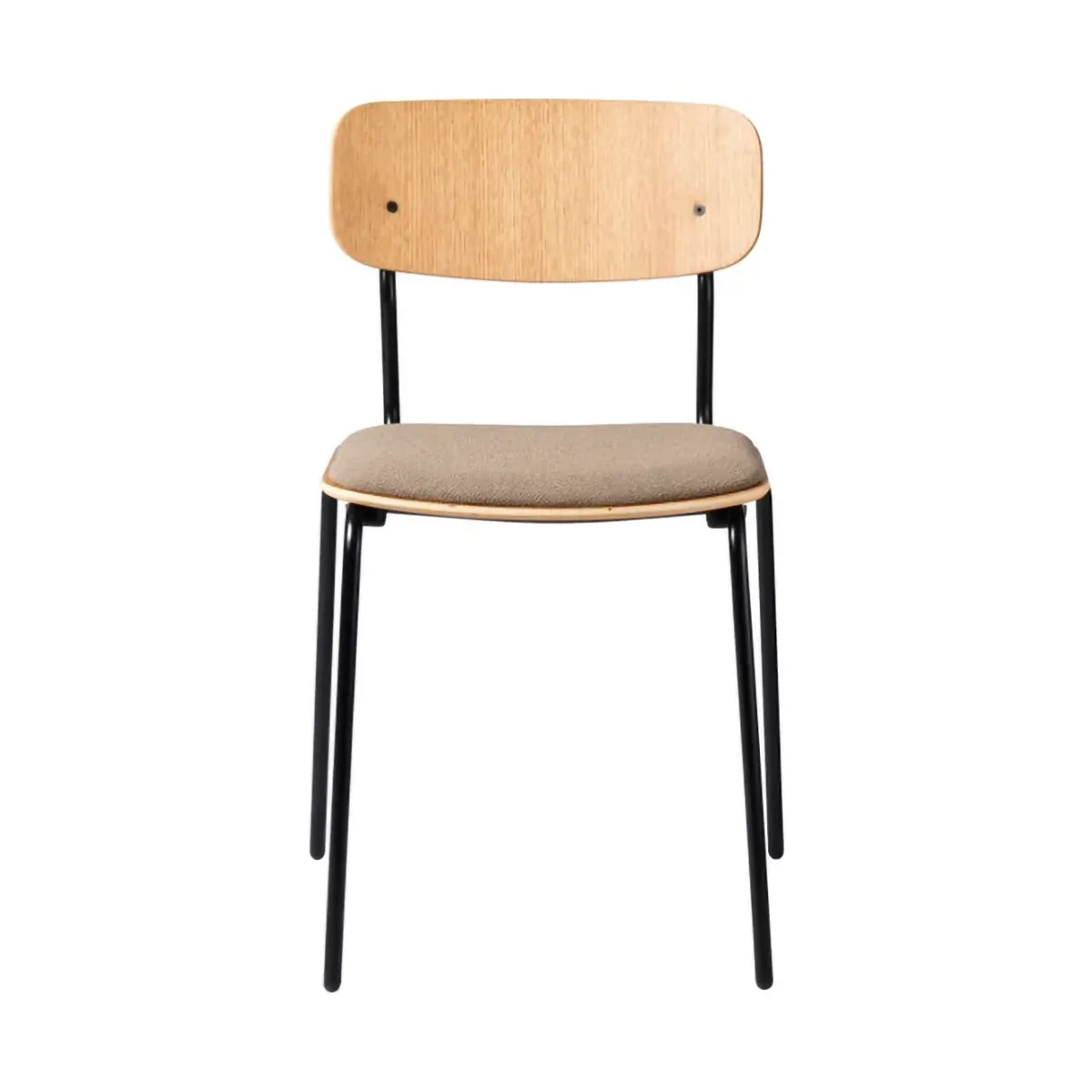J182 Holmen chair, Oak veneer-black legs-taupe FDB Møbler