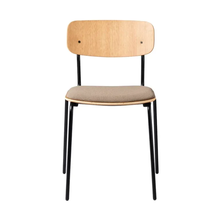 J182 Holmen chair - Oak veneer-black legs-taupe - FDB Møbler
