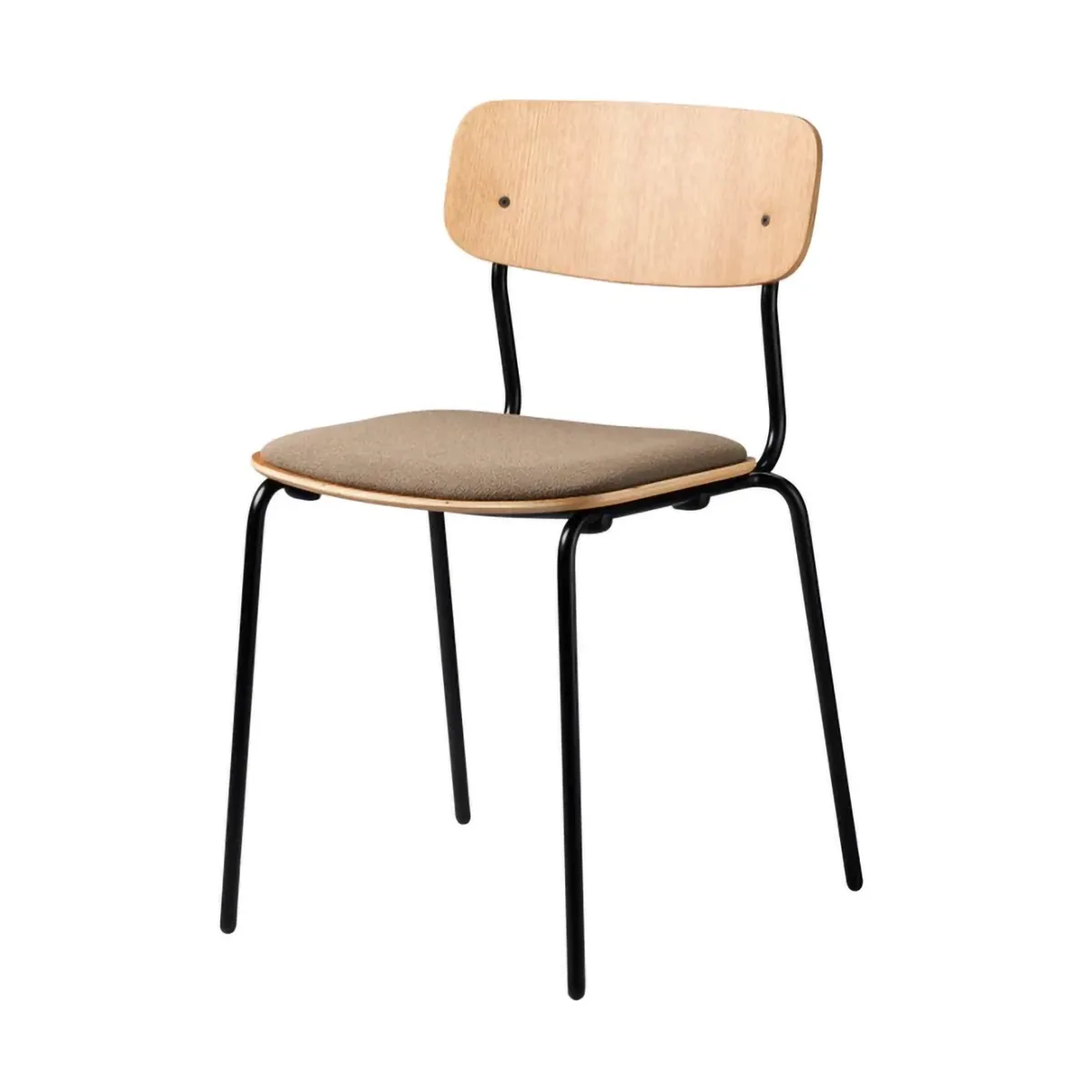 J182 Holmen chair, Oak veneer-black legs-taupe FDB Møbler