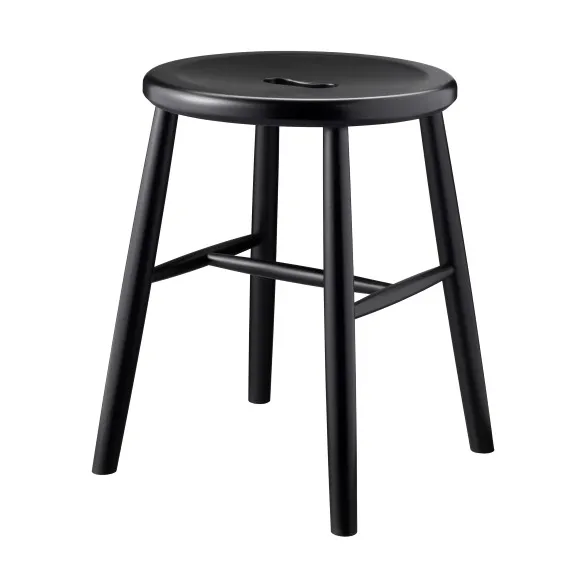 J27 round stool - Beech black painted, Ø35x45.5 cm - FDB Møbler