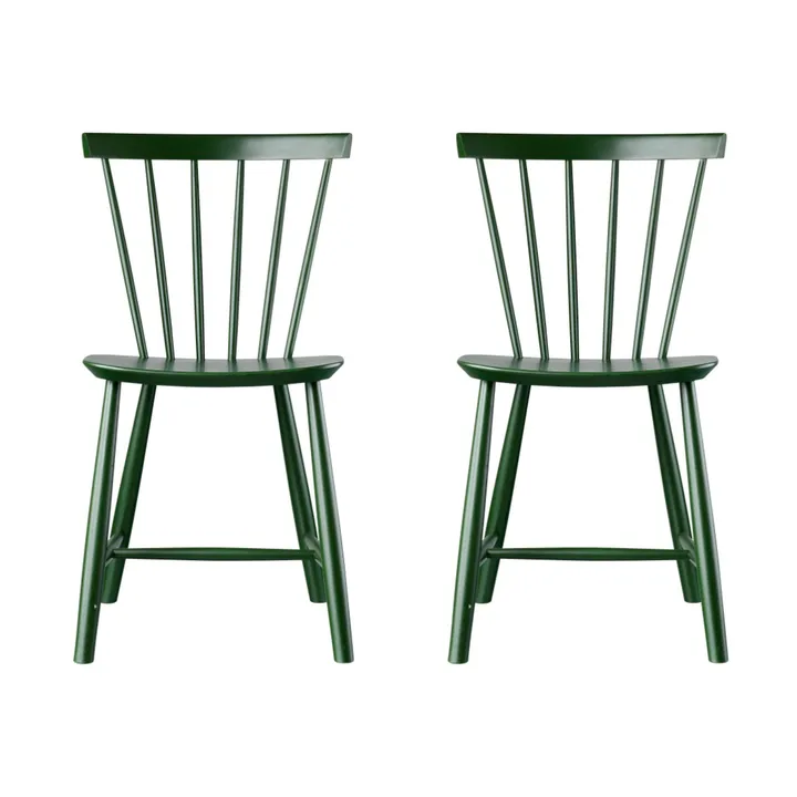 J46 chair, Beech bottle green painted, 2-pack - FDB Møbler