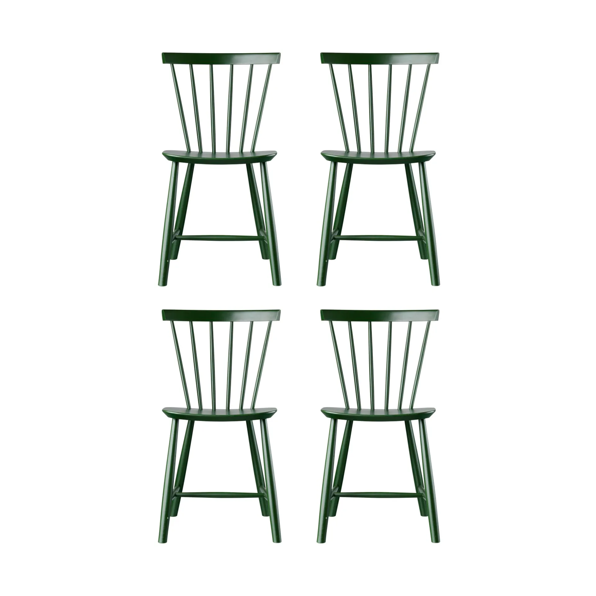 J46 chair, Beech bottle green painted, 4-pack FDB Møbler